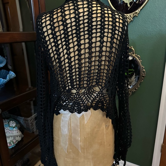 BCBGMaxAzria Black Crochet Cardigan - Picture 3 of 10